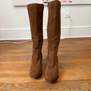 Brown Suede Knee-High Boots